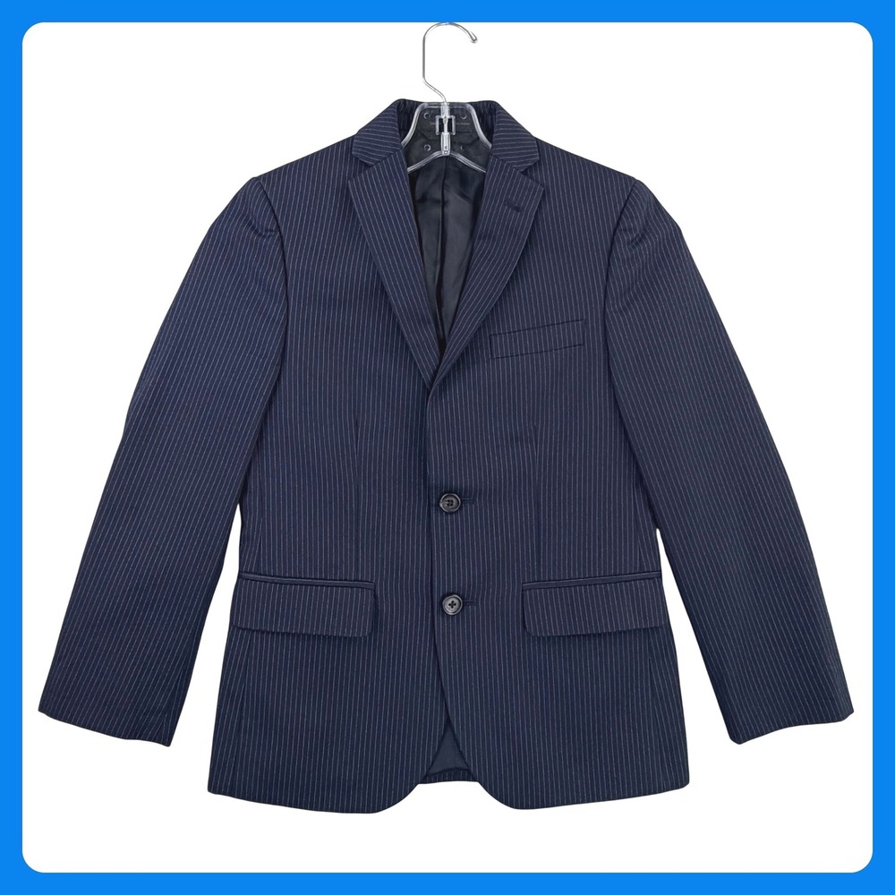 Lauren Ralph Lauren Pinstripe Blazer Boys 10R Navy Blue Suit Jacket Formal